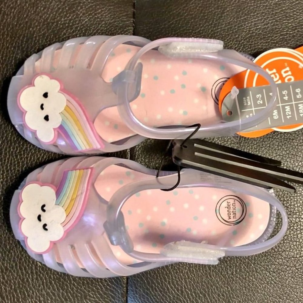 Wonder Nation baby / toddler girl rainbow jelly ballet flats size 5 White